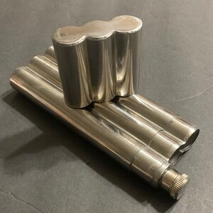Stainless Steel Double Barrel Cigar Holder  / Flask